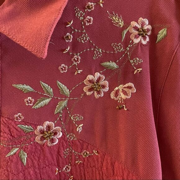 Alfred Dunner ~ pink embroidered zip front jacket ~ size 16 - Picture 4 of 8